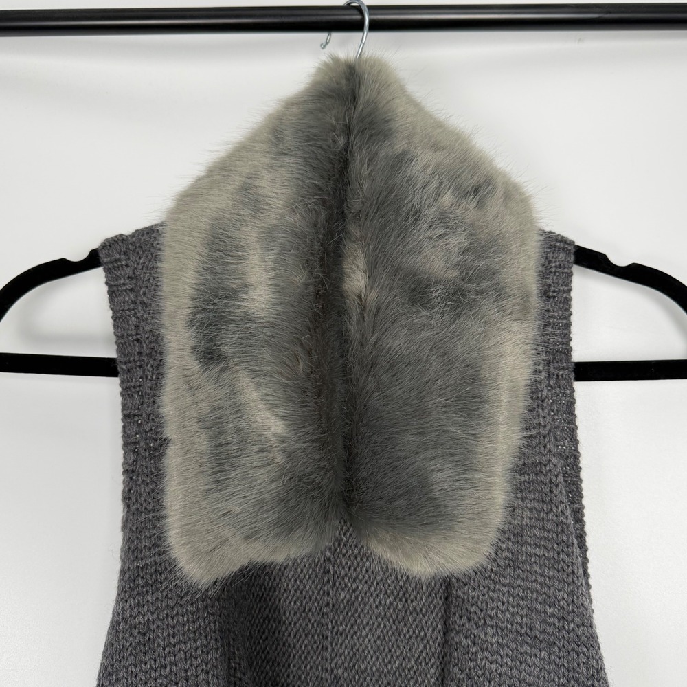 Kaufman Franco Mob Wife Faux Fur Collar Waterfall Draped Knit Vest Womens Large - Picture 4 of 10